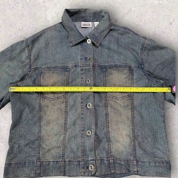 Chico’s Jean Jacket Women’s Large Retro Washed Denim Americana - Picture 5 of 9